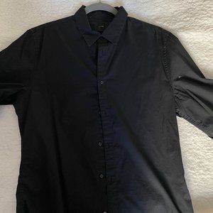 H&M Mens Button Down Black (Medium, Slim Fit)
